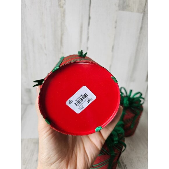 Pier 1 glitter metal present RARE retired Xmas decor vintage retired plaid green - Picture 10 of 13